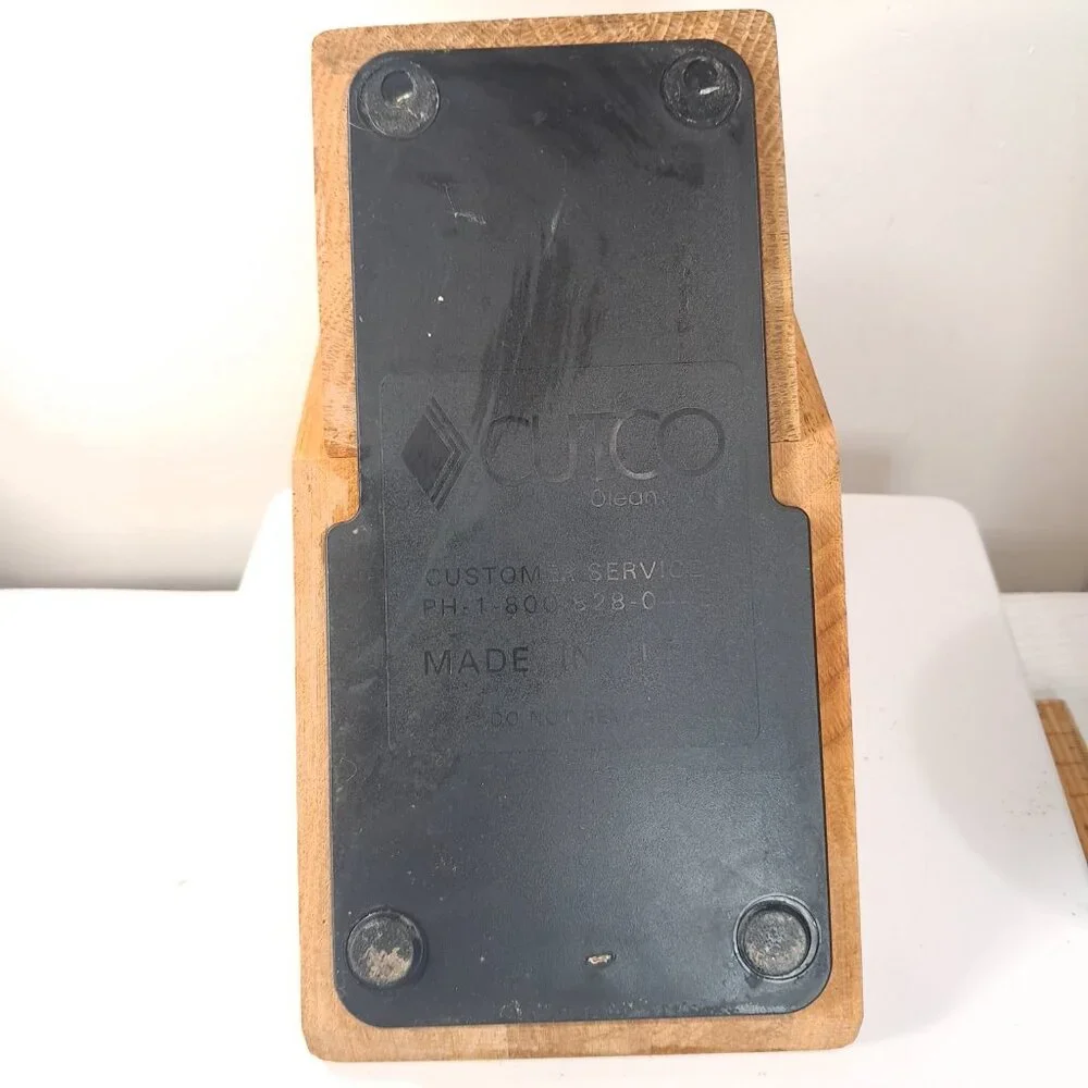 Vintage Cutco 5 Slot Knife Block Holder Wooden Wood Honey Oak‎ knives